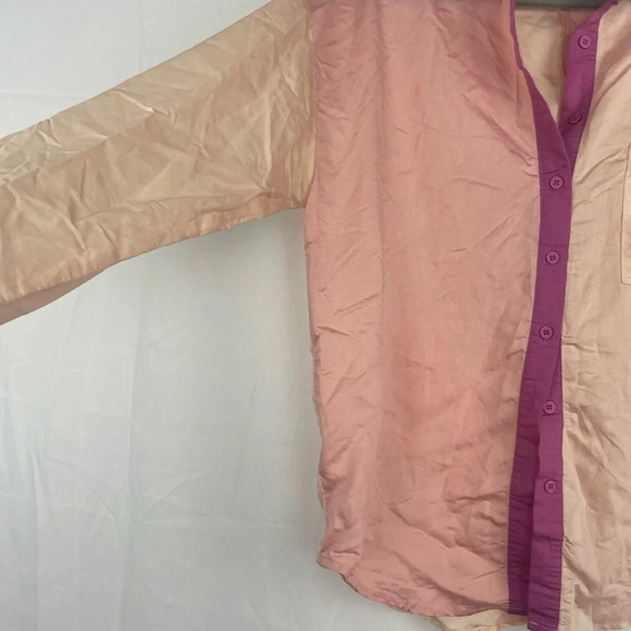 Vestique Pink And Beige Color block Button Down Shirt Size M - Picture 7 of 9